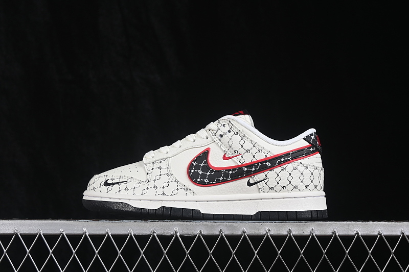 Nike DUNK LOW CASUAL SKATE SHOES BLACK/WHITE/RED · HS1024-002, photo 1
