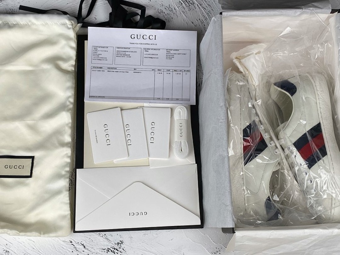 Gucci [GU*CCI ACE EMBROIDERED LOW-TOP SNEAKER WHITE/NAVY BLUE/RED]-[UNISEX:34-48] - Image 2