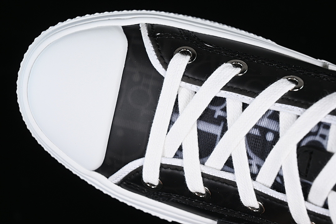 Dior [B23 OBLIQUE TOP SNEAKERS MID CASUAL SHOES BLACK/WHITE]-[WOMAN:39]-[MAN:40-46] - Image 10
