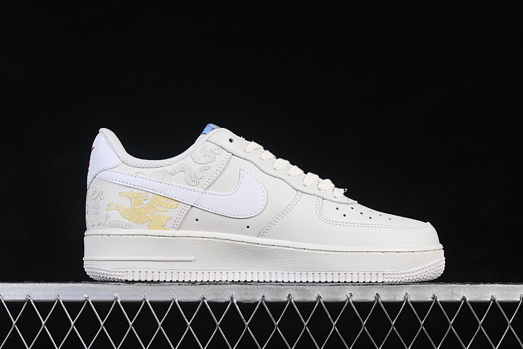 Nike [IQ1133-112]-[AIR FORCE 1 07 LOW CASUAL SNEAKERS WHITE/GOLD]-[WOMAN:36-39]-[MAN:40-45] - Image 16