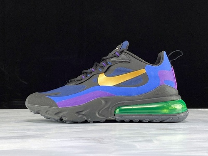 Nike AIR MAX 270 REACT HEAVY METAL BLACK/BLUE/HYPER ROYAL/GOLD · AO4971-005, photo 1