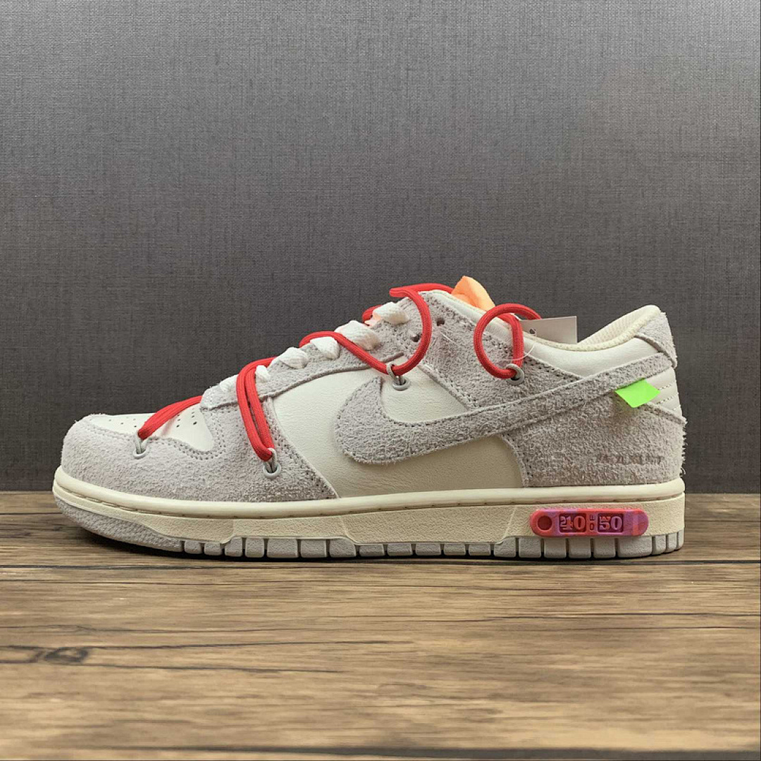 Off-White [DJ0950-103]-[OW X SB DUNK LOW LOT 40 OF 50 SAIL/NEUTRAL GREY/GLOBAL RED]-[UNSIEX:36-46], photo 1