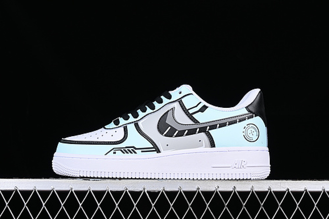 Nike [NY7569-123]-[AIR FORCE 1 07 LOW WHITE/BLACK/GREY/BLUE]-[WOMAN:36-39]-[MAN:40-45], photo 1