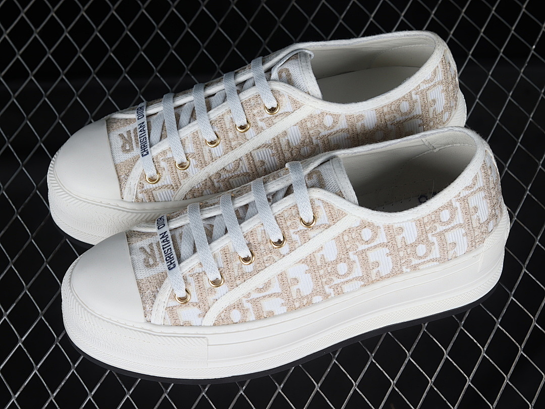 Dior [BRAND NEW EMBROIDERED SERIES THICK SOLED SPORTS SHOES WHEAT/WHITE]-[WOMAN:35-39]-[MAN:40] - Image 11