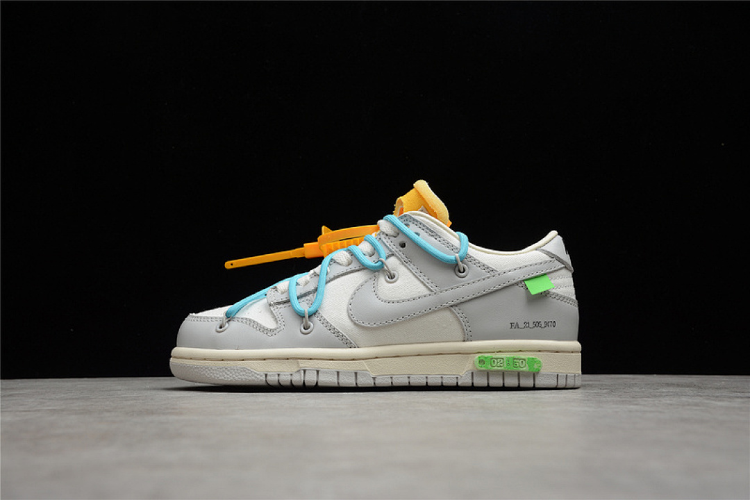 Off-White [DM1602-115]-[OW X SB DUNK LOW LOT 02 OF 50 SAIL/NEUTRAL GREY/BLUE FURY]-[UNSIEX:36-47.5], photo 1