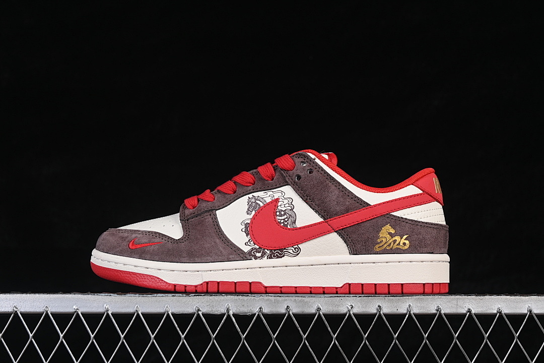 Unbranded [HQ0026-001]-[DUNK LOW CASUAL SNEAKERS RED/WHITE/COFFEE]-[WOMAN:36-39]-[MAN:40-45], photo 1