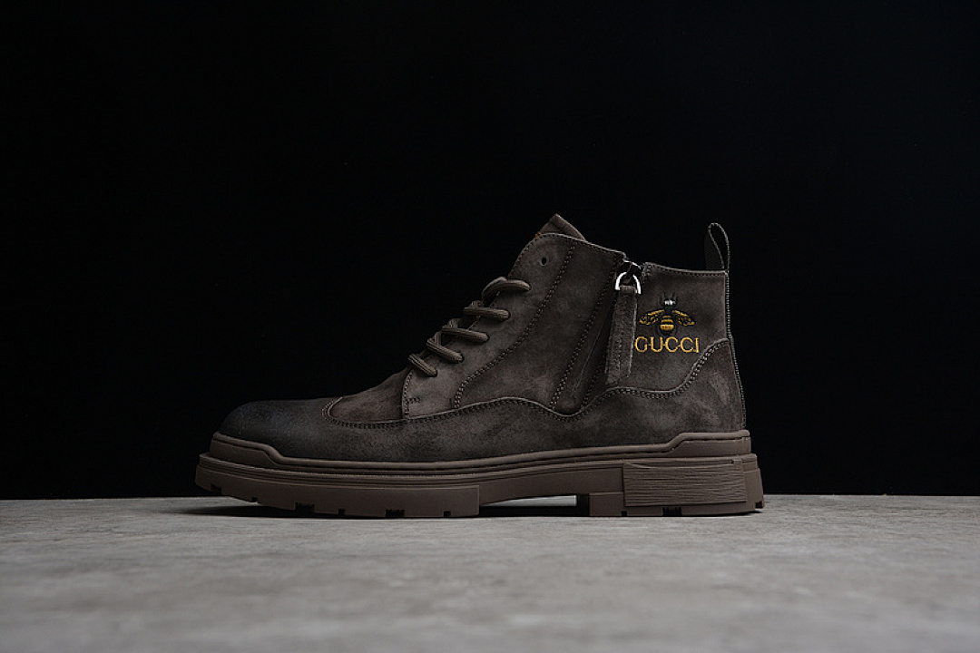[GU*CCI MID HIKING SHOES BLACK/BLACK/BLACK]-[MAN:38-44], photo 1
