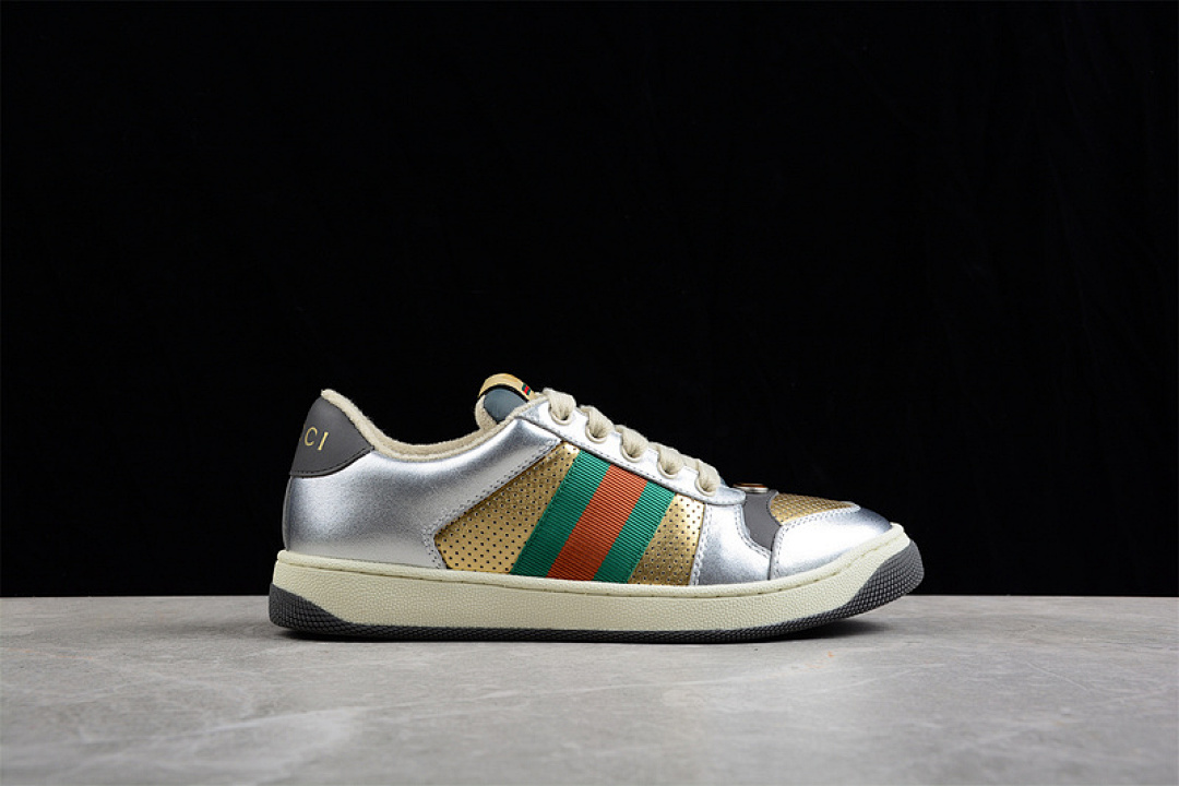 Gucci [GU*CCI DISTRESSED SCREENER SNEAKER SILVER/GOLD/GREEN-RED]-[WOMAN:35-39] - Image 16