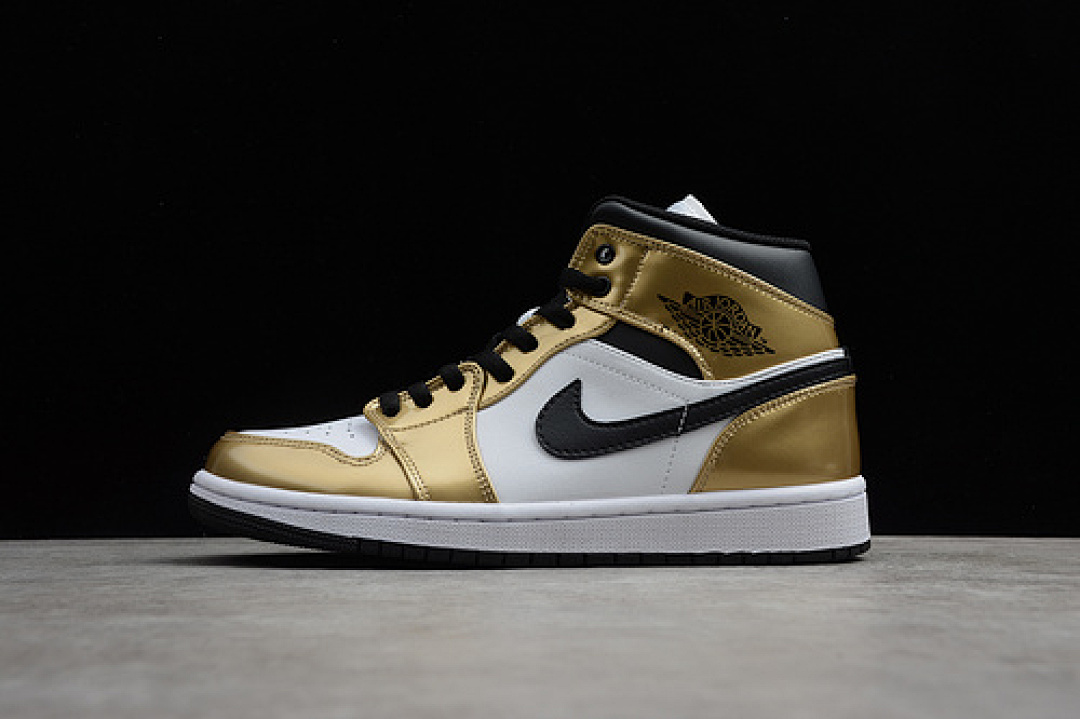 Jordan AIR Jordan 1 MID SE METALLIC GOLD/WHITE-BLACK-BLACK · DC1419-700, photo 1