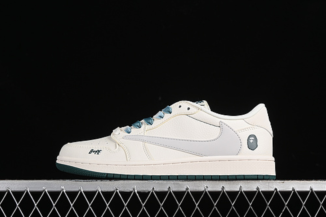 Jordan [XY2688-100]-[TRAVIS SCOTT X FRAGMENT DESIGN AIR JORDAN 1 LOW BAPE WHITE/GREY/GREEN]-[36-45], photo 1