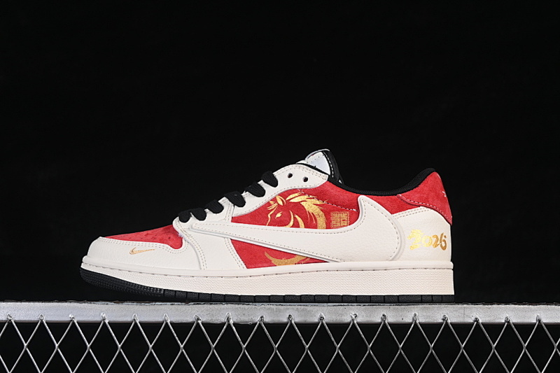 Jordan AIR Jordan 1 LOW RETRO SHOES WHITE/RED/GOLD · JP2026-161, photo 1