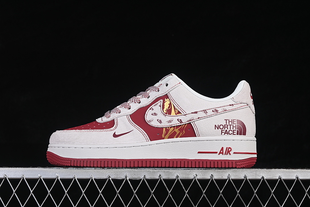Nike [JP2026-137]-[AIR FORCE 1 07 LOW CASUAL SNEAKERS WHITE/RED/GOLD]-[WOMAN:36-39]-[MAN:40-45] - Image 2