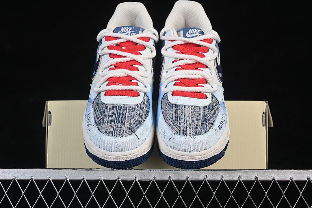 Nike [FB0607-707]-[AIR FORCE 1 07 LOW WHITE/BLUE/BLACK]-[WOMAN:36-39]-[MAN:40-45] - Image 13
