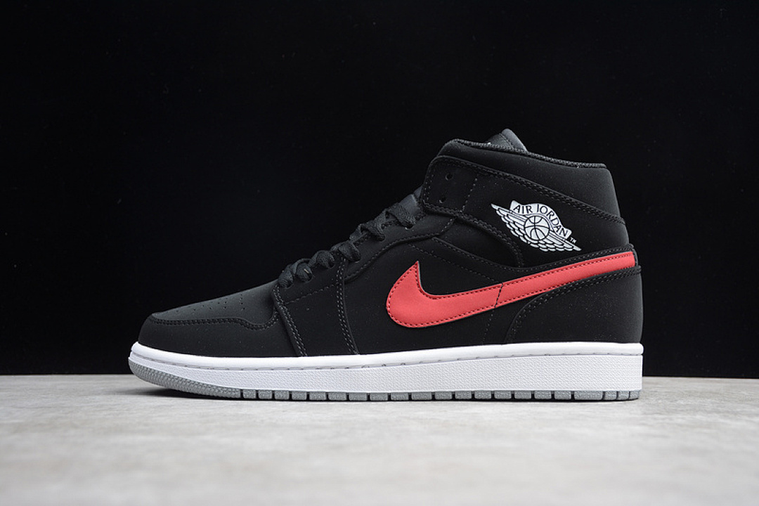 Jordan [554725-065]-[GZ AIR JORDAN 1 RETRO MID SWOOSH BLACK/VARSITY RED]-[UNISEX:36-47], photo 1