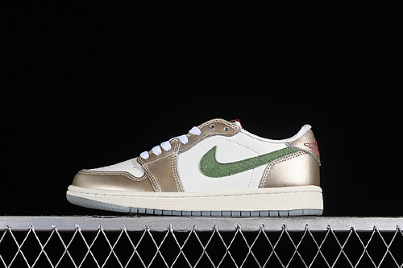 Jordan AIR Jordan 1 LOW YEAR OF THE DRAGON GREEN/METALLIC GOLD GRAIN/SATURN GOLD/CEDAR · FQ6593-100, photo 1