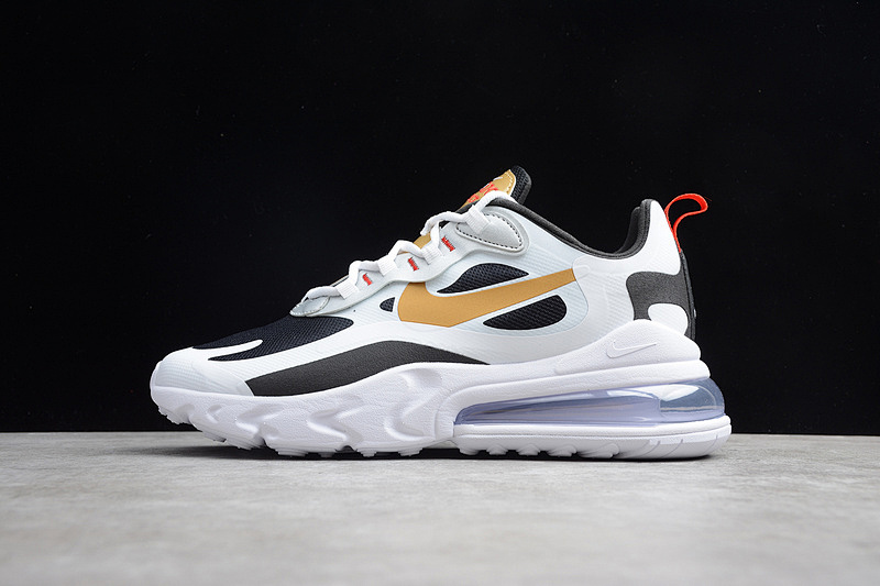Nike AIR MAX 270 REACT METALLIC GOLD SWOOSH WHITE/BLACK/GOLD · CT3433-001, photo 1