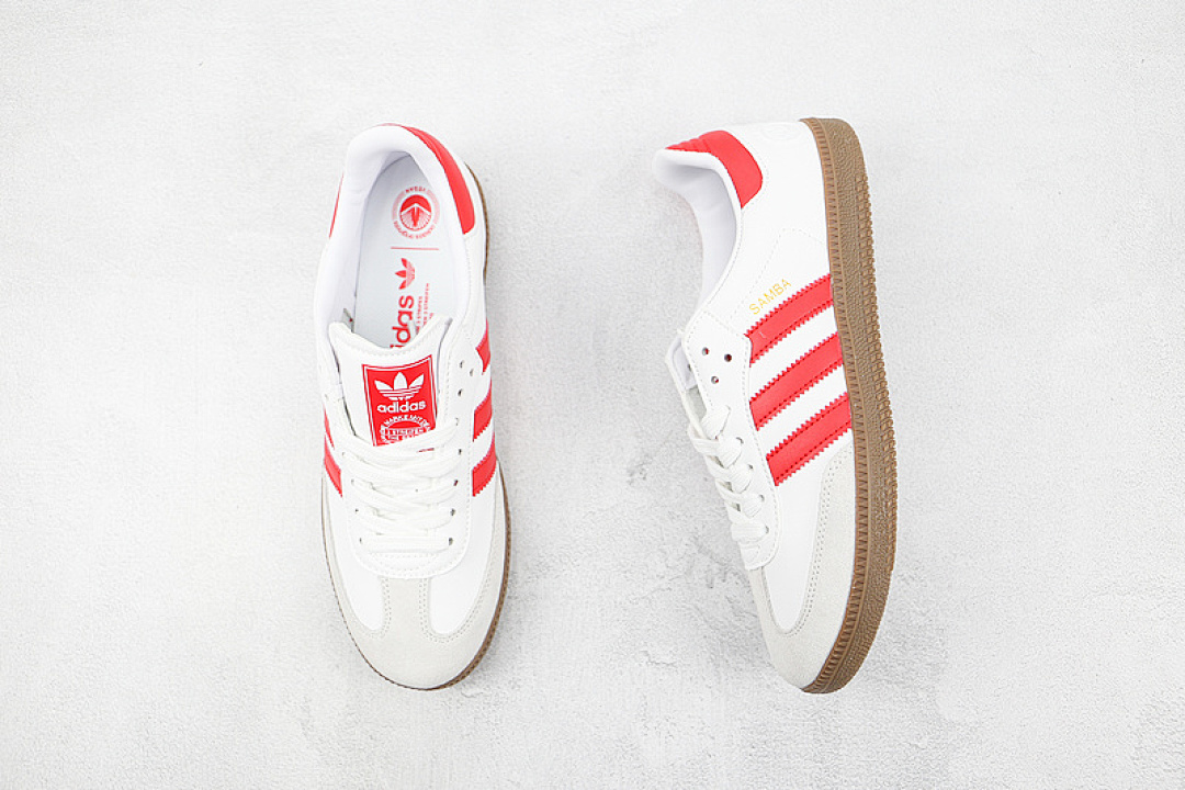 Adidas [B44628]-[SAMBA VEGAN OG SHOES FOOTWEAR WHITE/SCARLET/GUM]-[MAN:39-45] - Image 3