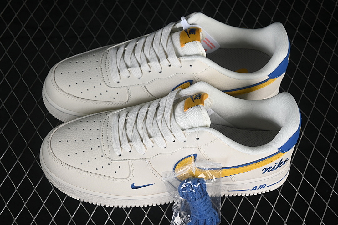 Nike [FV3694-112]-[AIR FORCE 1 07 LOW CASUAL SNEAKERS WHITE/YELLOW/BLUE]-[WOMAN:36-39]-[MAN:40-45] - Image 11
