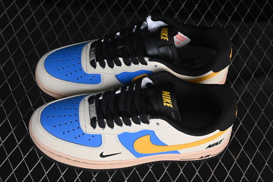 Nike [NH0601-577]-[AIR FORCE 1 07 LOW WHITE/NAVY BLUE/YELLOW]-[WOMAN:36-39]-[MAN:40-45] - Image 11