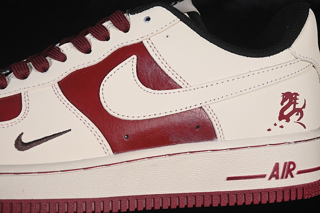 Nike [NH0601-514]-[AIR FORCE 1 07 LOW CASUAL SNEAKERS BEIGE/WINE RED]-[WOMAN:36-39]-[MAN:40-45] - Image 8