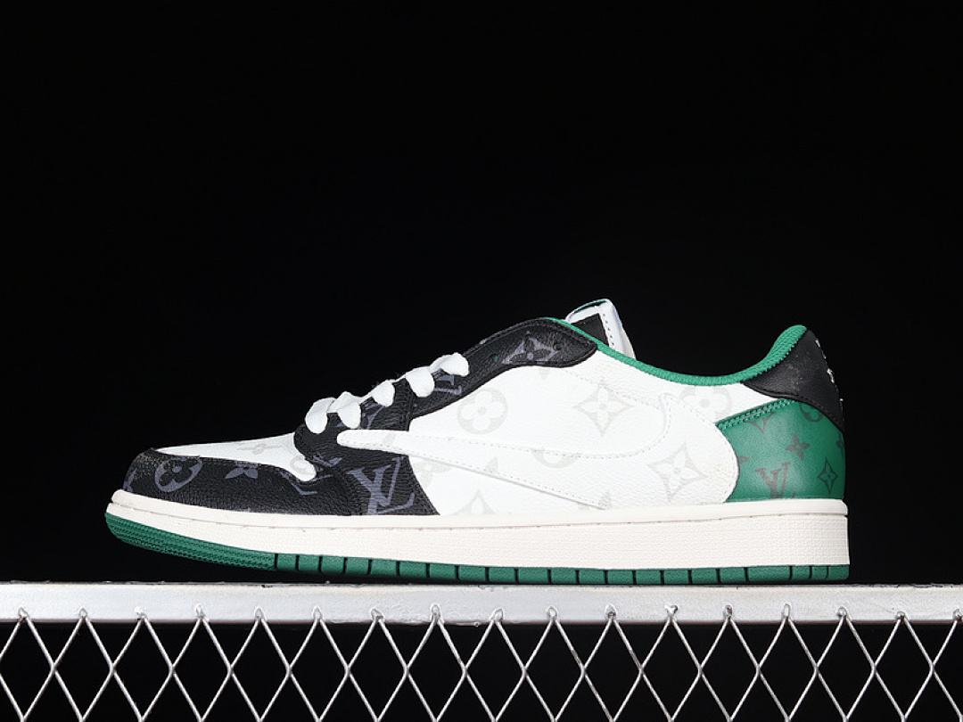 Jordan [DM7866-553]-[TRAVIS SCOTT X L*V AIR JORDAN 1 LOW OG BLACK/WHITE/GREEN]-[UNSIEX:36-46], photo 1