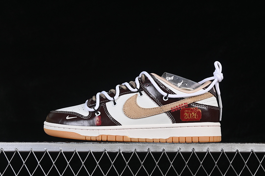 Unbranded [YX5066-C90]-[DUNK LOW CASUAL SNEAKERS BROWN/WHITE/BLACK/WINE RED]-[WOMAN:36-39]-[MAN:40-45], photo 1