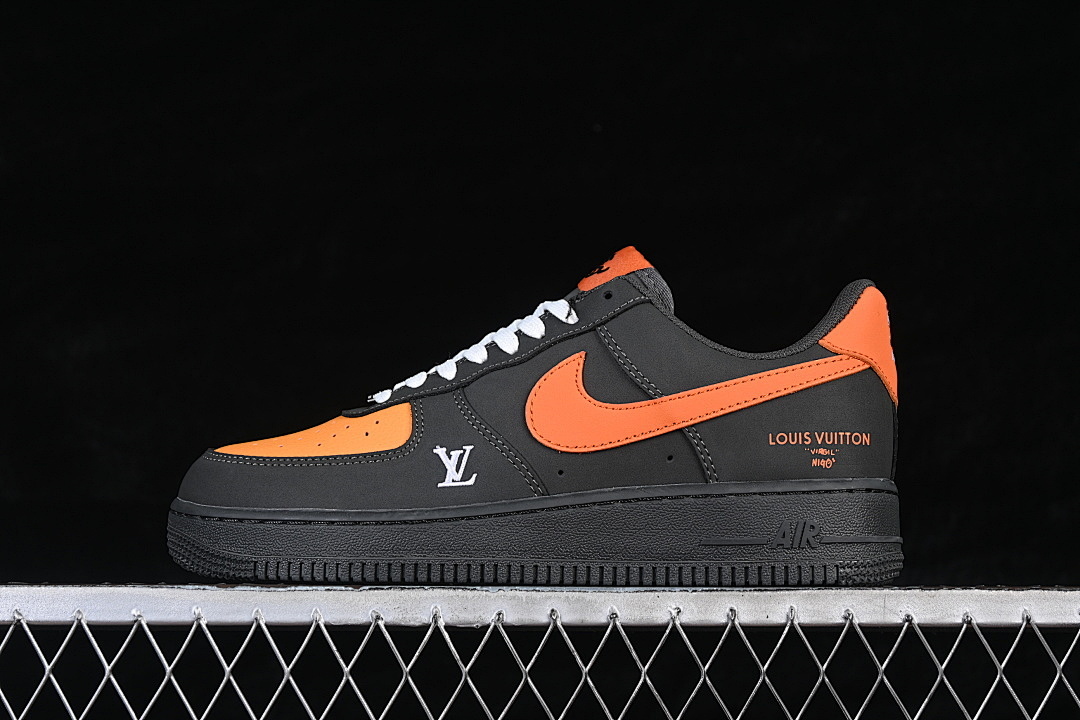 Nike [XY9025-004]-[AIR FORCE 1 07 LOW CASUAL SNEAKERS BLACK/ORANGE]-[WOMAN:36-39]-[MAN:40-45] - Image 2