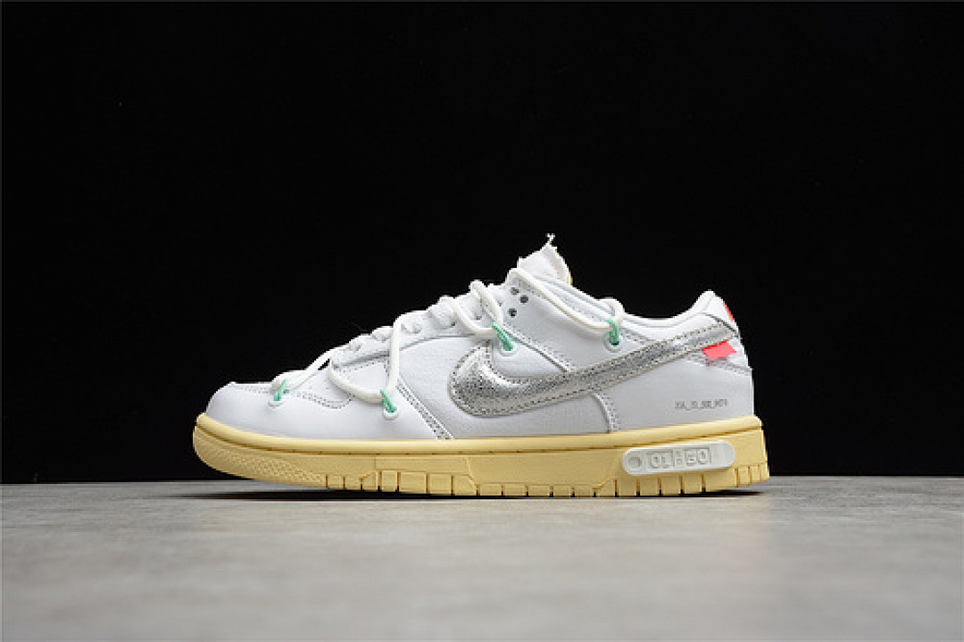 Off-White [DM1602-127]-[OFF-WHITE X DUNK LOW LOT 01 OF 50 WHITE/METALLIC SILVER/BUTTER]-[UNISEX:36-47.5], photo 1