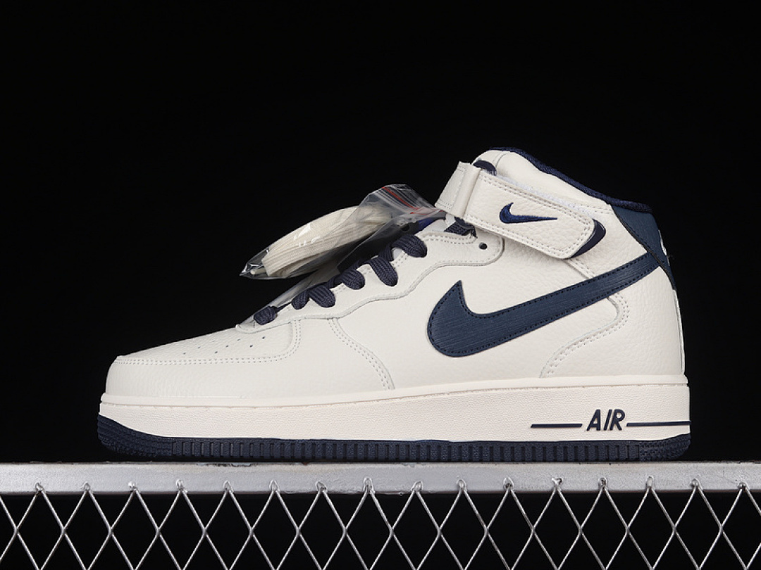 Nike [PA0920-508]-[AIR FORCE 1 MID 07 BEIGE/BEIGE/NAVY BLUE]-[WOMAN:36-39]-[MAN:40-45], photo 1