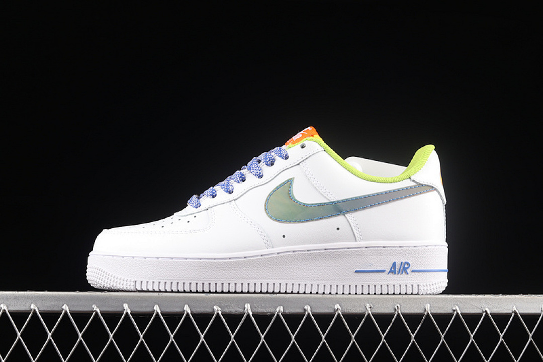 Nike [DQ7767-100]-[AIR FORCE 1 LOW GS IRIDESCENT SWOOSH WHITE/GREEN-BLUE]-[WOMAN:36-39]-[MAN:40-45], photo 1