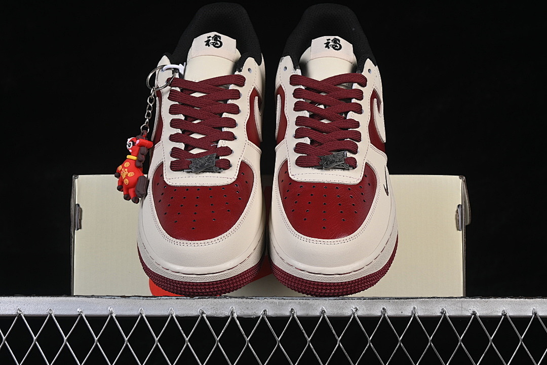 Nike [NH0601-514]-[AIR FORCE 1 07 LOW CASUAL SNEAKERS BEIGE/WINE RED]-[WOMAN:36-39]-[MAN:40-45] - Image 13