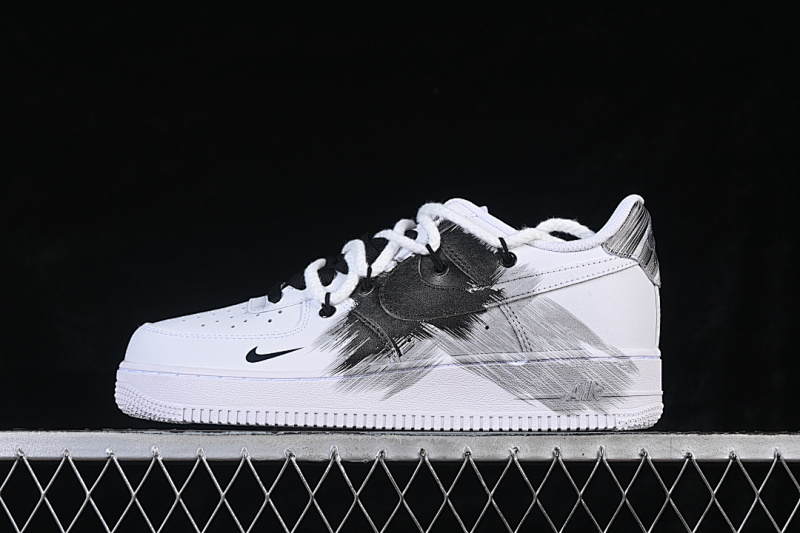 Nike Nike AIR FORCE 1 07 LOW SMILE CASUAL SHOES BLACK/WHITE/GREY · DD2025-010, photo 1