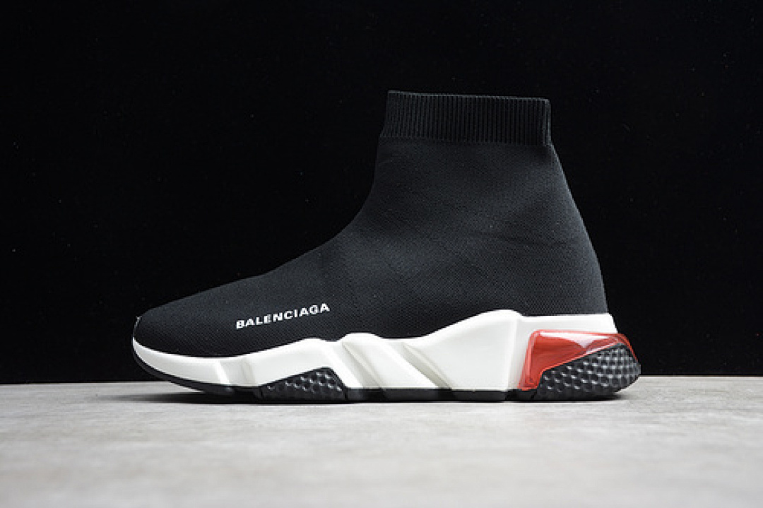 Unbranded [BA-LEN-CIAGA SPEED STRETCH-KNIT MID SNEAKERS BLACK/WHITE/RED]-[WOMAN:36-39]-[MAN:40-46], photo 1