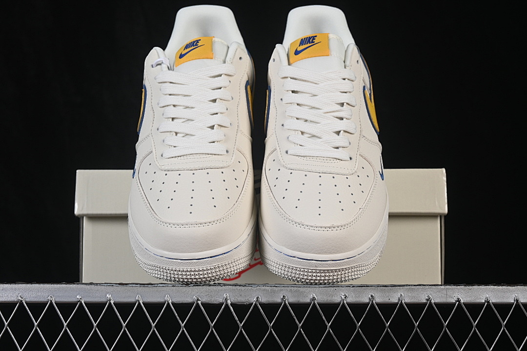 Nike [FV3694-112]-[AIR FORCE 1 07 LOW CASUAL SNEAKERS WHITE/YELLOW/BLUE]-[WOMAN:36-39]-[MAN:40-45] - Image 13