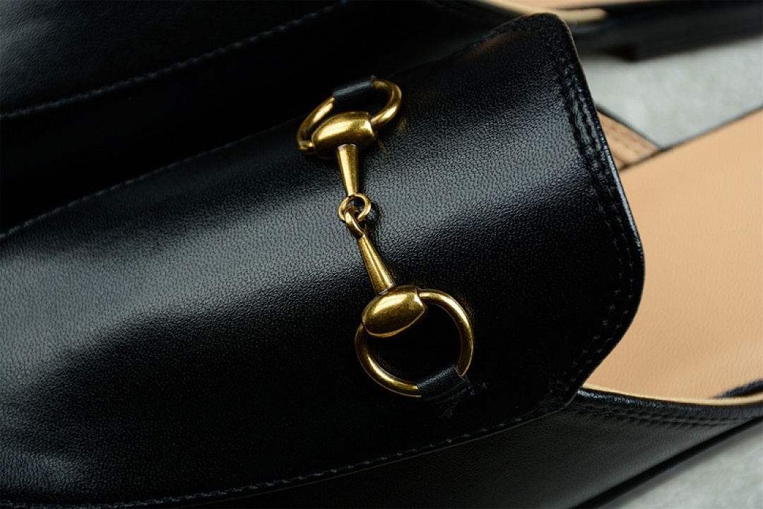 Gucci [GU*CCI SLIP-ON FLATS BLACK/BLACK/GOLD]-[WOMAN:35-40] - Image 4