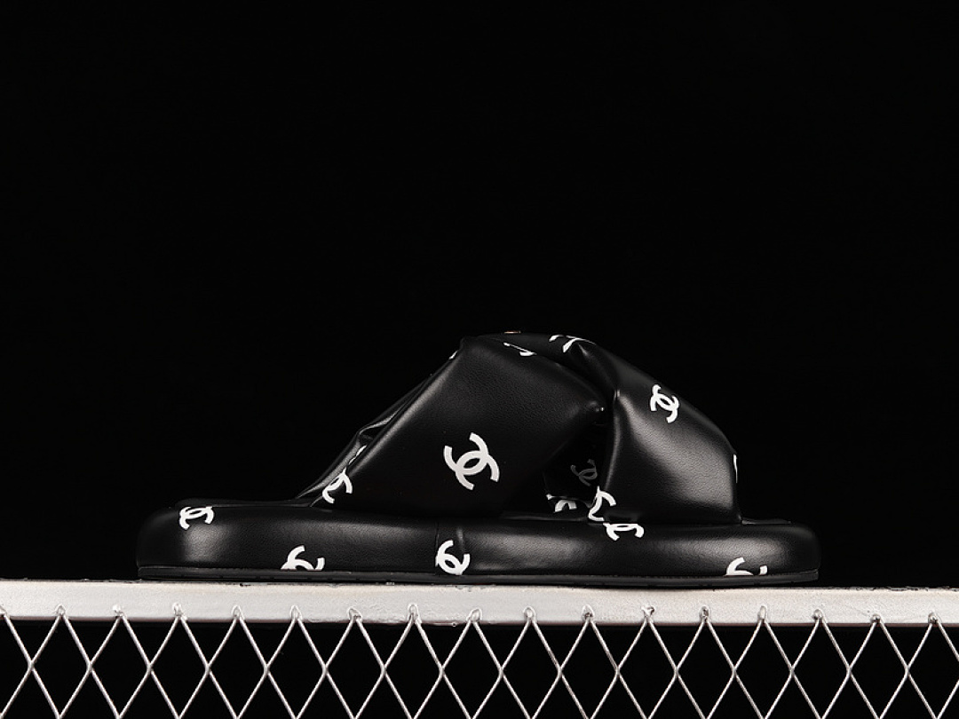 Chanel [A2507]-[CHA*NEL 22 PLATFORM SLIP-ON SLIPPERS BLACK/BLACK/WHITE]-[WOMAN:35-40] - Image 11