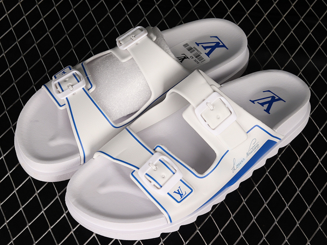 Louis Vuitton [L*V TREND CLASSIC SLIPPERS WHITE/WHITE/BLUE]-[WOMAN:35-39]-[MAN:40-45] - Image 6