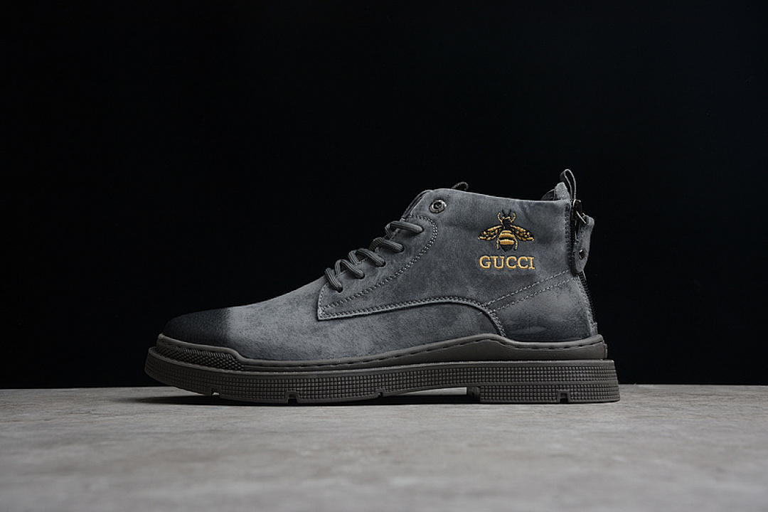 [GU*CCI MID HIKING SHOES GREY/GREY/BLACK]-[MAN:38-44], photo 1
