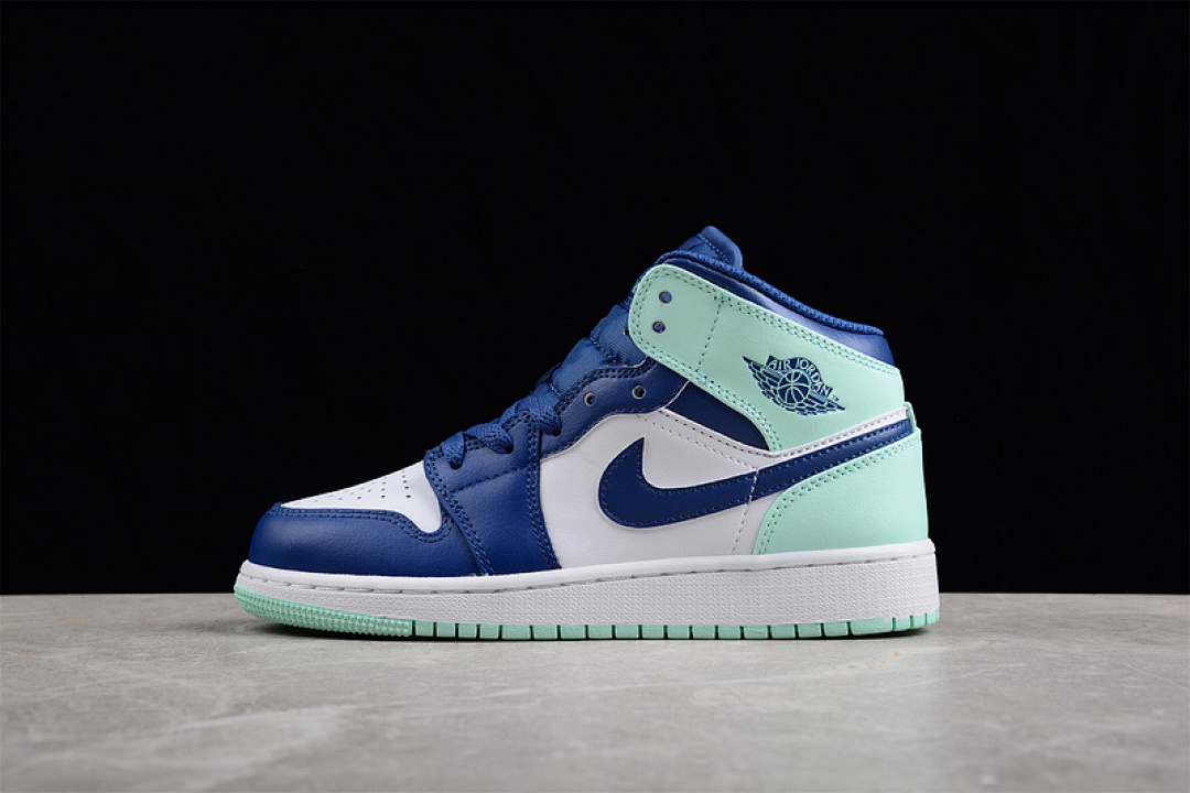 Jordan [554725-413]-[CJ AIR JORDAN 1 MID GS BLUE MINT MYSTIC NAVY/WHITE/MINT FOAM]-[UNISEX:35.5-46], photo 1