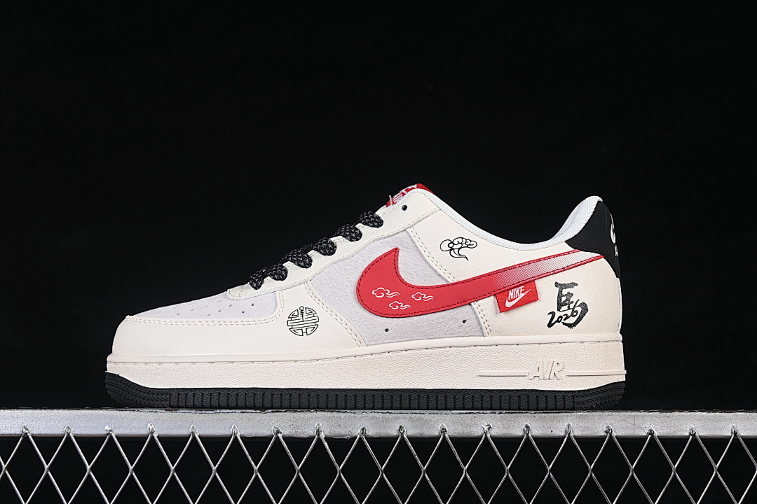 Nike [QW5288-135]-[AIR FORCE 1 07 LOW BEIGE/WHITE/BLACK/RED]-[WOMAN:36-39]-[MAN:40-45] - Image 2