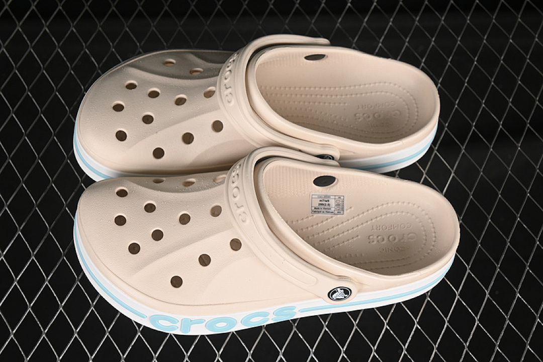 Crocs [CROCS FLAT HOLE SANDALS CLASSIC SUMMER DUAL-USE BEACH SLIPPERS BEIGE/BLUE/WHITE] - Image 7