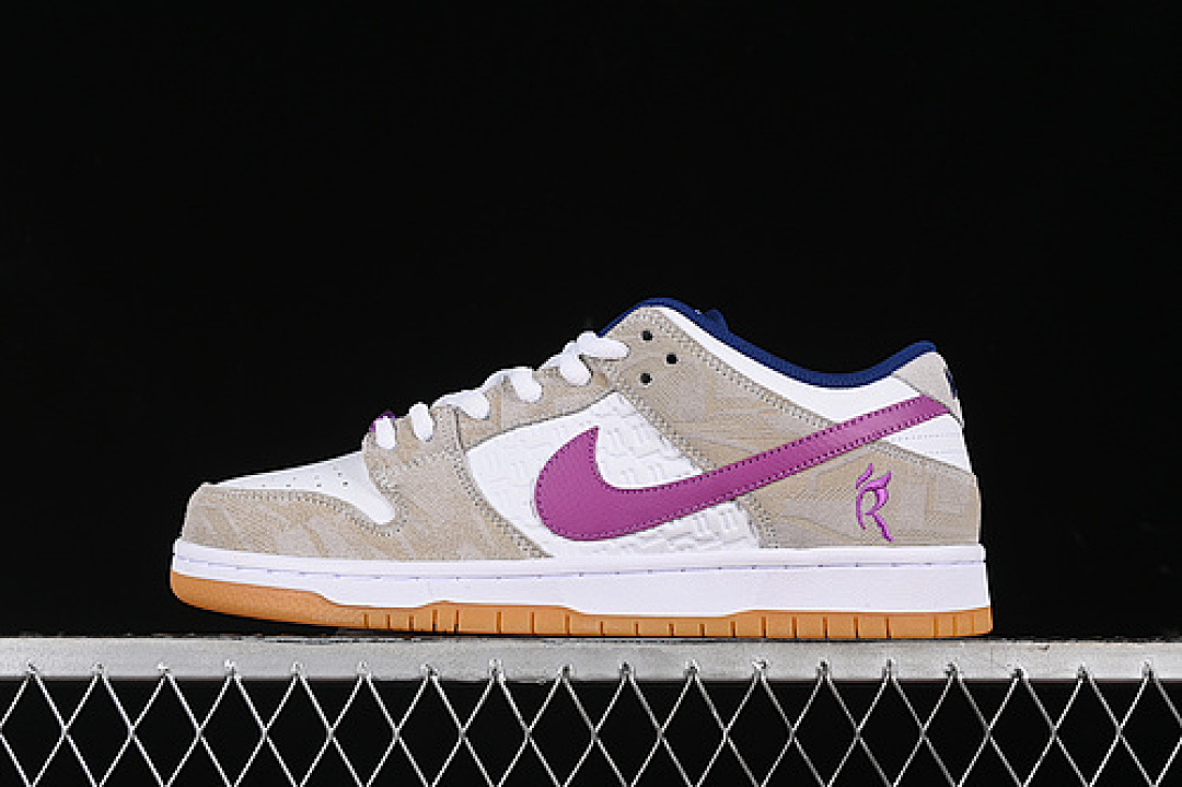 Purple Nike RAYSSA LEAL SB DUNK LOW PURE PLATINUM/DEEP ROYAL BLUE/VIVID PURPLE/WHITE/YELLOW · FZ5251-001, photo 1