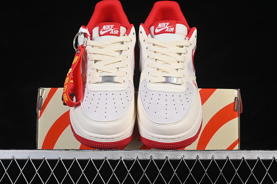 Nike [HT5088-613]-[AIR FORCE 1 07 LOW CASUAL SNEAKERS BEIGE/RED/GREY]-[WOMAN:36-39]-[MAN:40-45] - Image 12