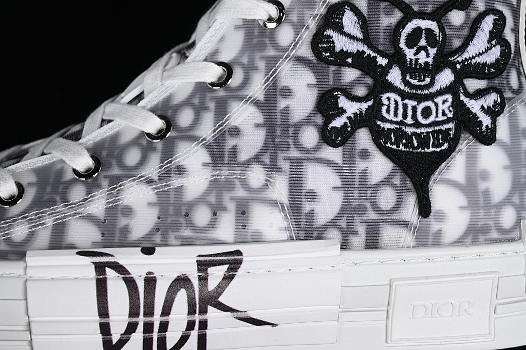 Dior [B23 OBLIQUE TOP SNEAKERS MID CASUAL SHOES LIGHT GRAY/WHITE]-[WOMAN:39]-[MAN:40-46] - Image 8