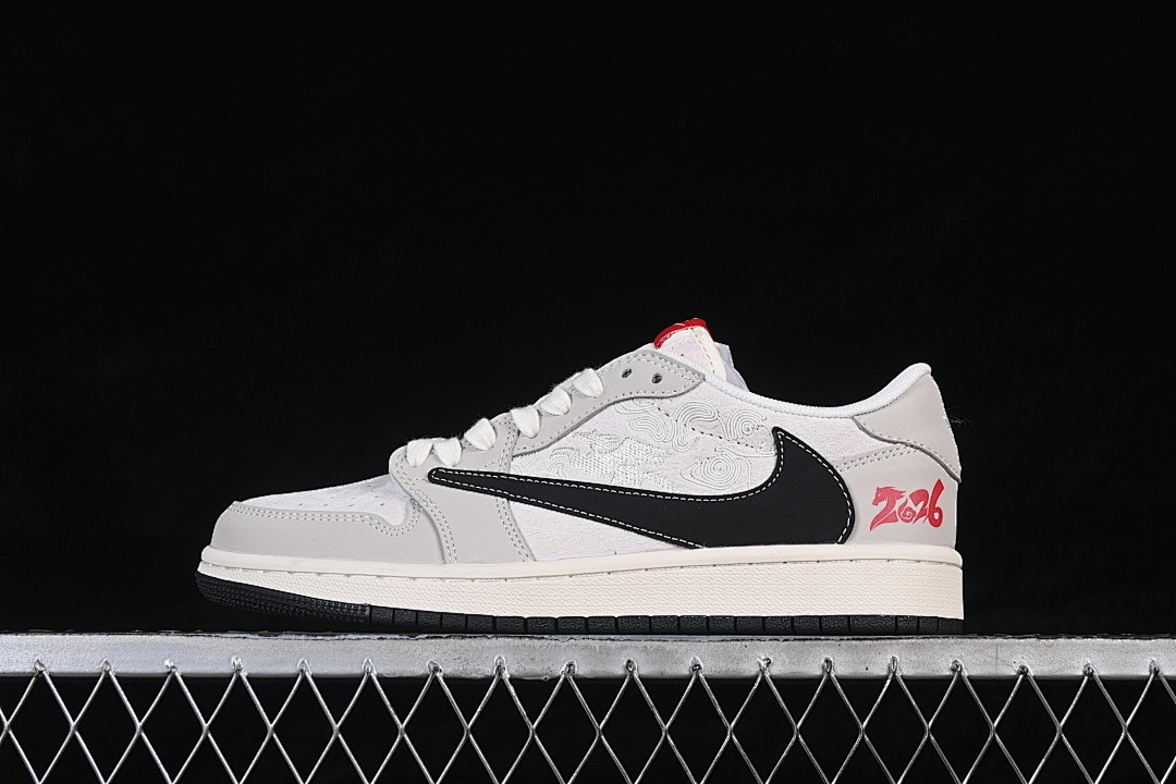 Jordan [JJ2508-107]-[AIR JORDAN 1 LOW AJ1 BASKETBALL SHOES GREY/WHITE/BLACK]-[WOMAN:36-39]-[MAN:40-45], photo 1
