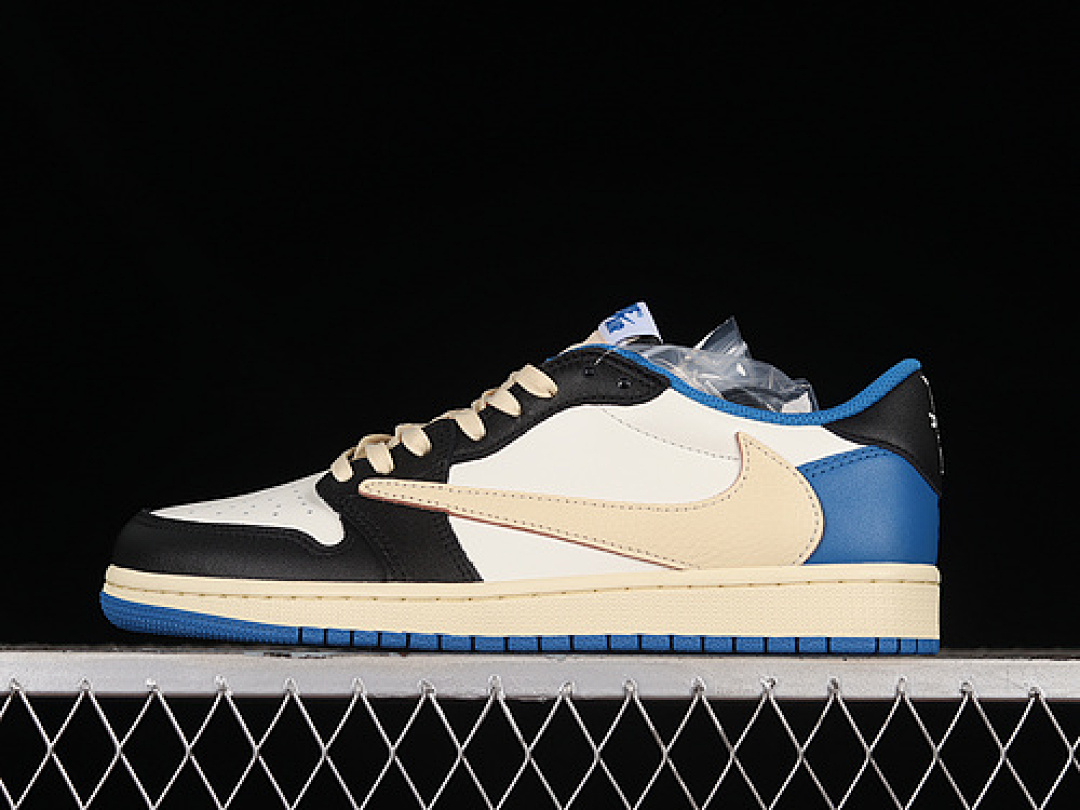 Jordan [DM7866-140]-[FRAGMENT DESIGN X TRAVIS SCOTT AIR JORDAN 1 RETRO LOW WHITE/BLACK/BLUE], photo 1