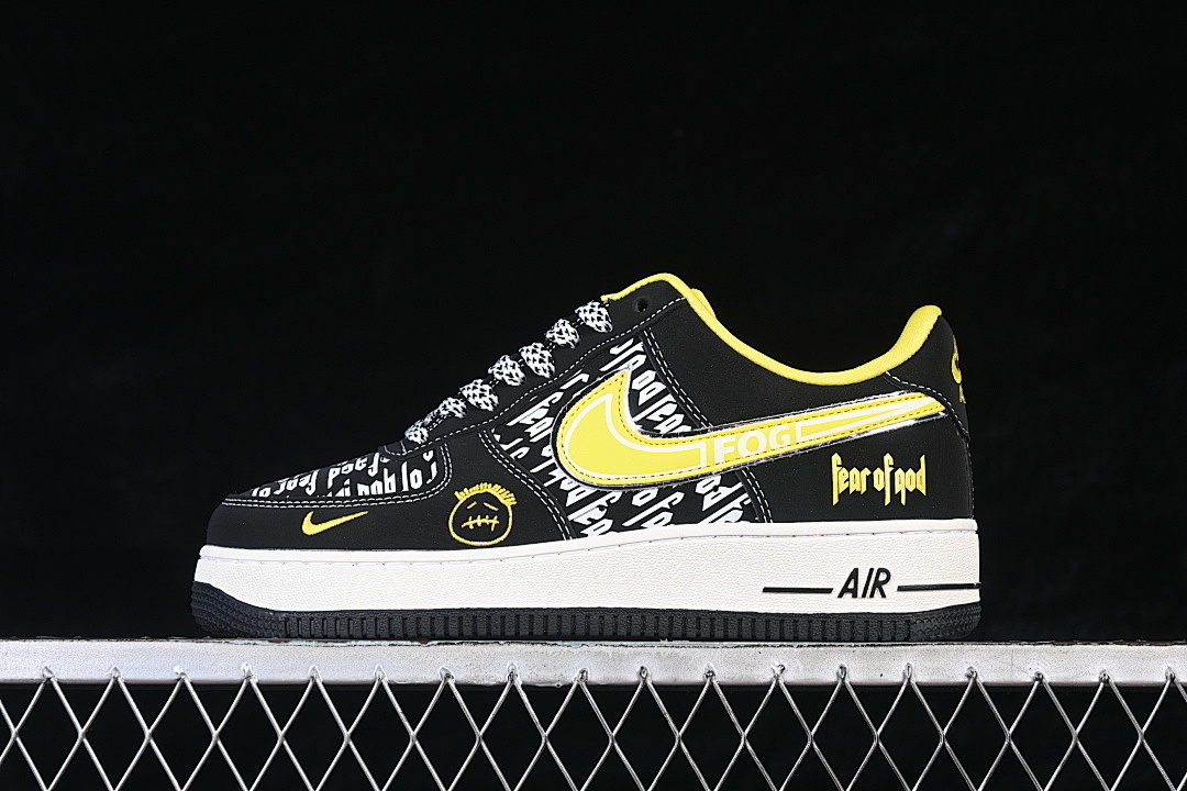 Nike Nike AIR FORCE 1 07 LOW CASUAL SNEAKERS BLACK/WHITE/YELLOW · SY1388-012, photo 1