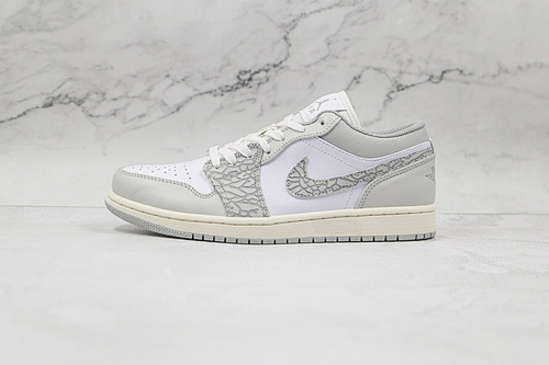 Jordan [DH4269-100]-[AIR JORDAN 1 LOW PREMIUM ELEPHANT PRINT WHITE/NEUTRAL GREY/SMOKE (GREY]), photo 1