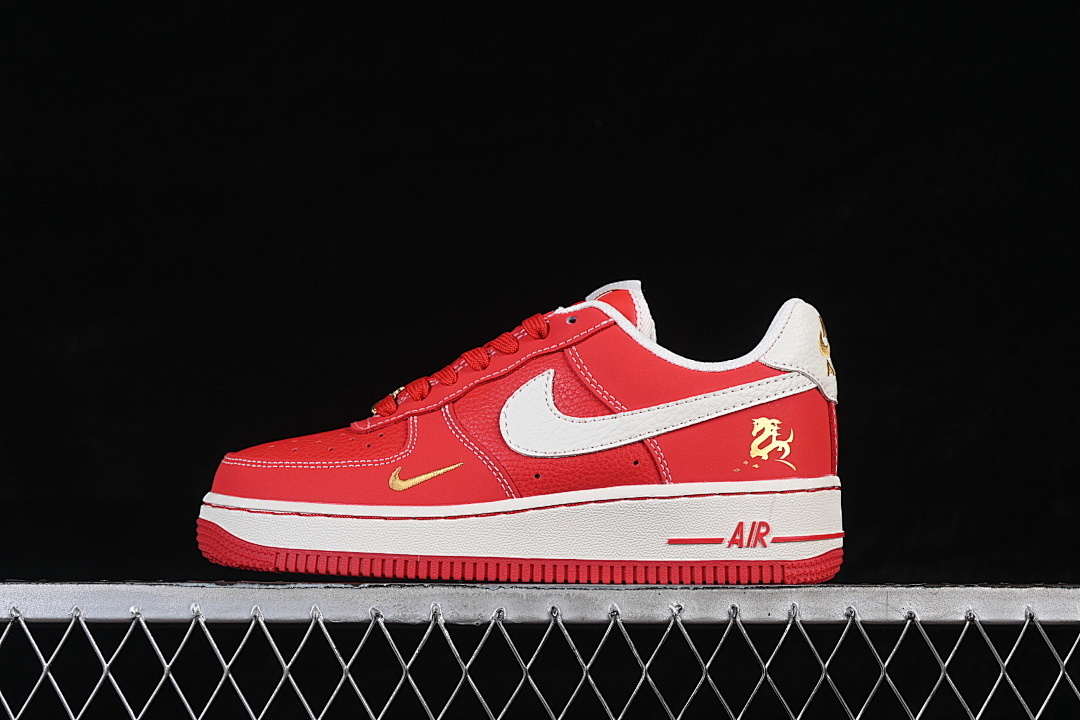 Nike [NH0601-523]-[AIR FORCE 1 07 LOW CASUAL SNEAKERS RED/WHITE/GOLD]-[WOMAN:36-39]-[MAN:40-45] - Image 2
