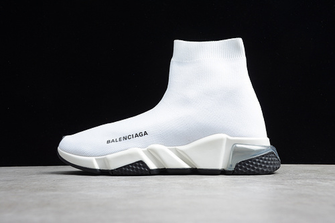 Unbranded [BA-LEN-CIAGA SPEED STRETCH-KNIT MID SNEAKERS WHITE/BLACK]-[WOMAN:36-39]-[MAN:40-46], photo 1